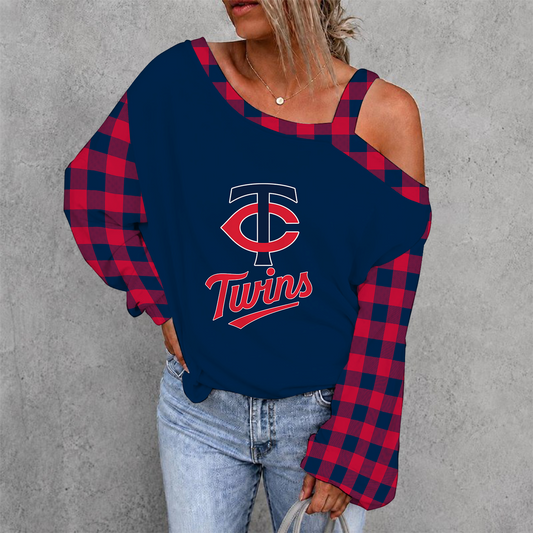 [HOMERUN DEAL] NEW CUSTOMIZED MLB22 MTS MINNESOTA TWINS WOMEN'S OFF-SHOULDER LONG SLEEVE SHIRT