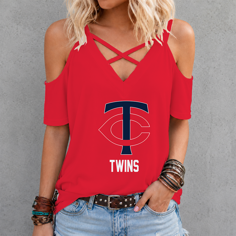 [HOMERUN DEAL] NEW CUSTOMIZED MLB22 MTS MINNESOTA TWINS CRISS CROSS V-NECK TOP