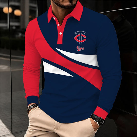 [HOMERUN DEAL] NEW CUSTOMIZED MLB22 MTS MINNESOTA TWINS MEN'S LONG SLEEVE POLO