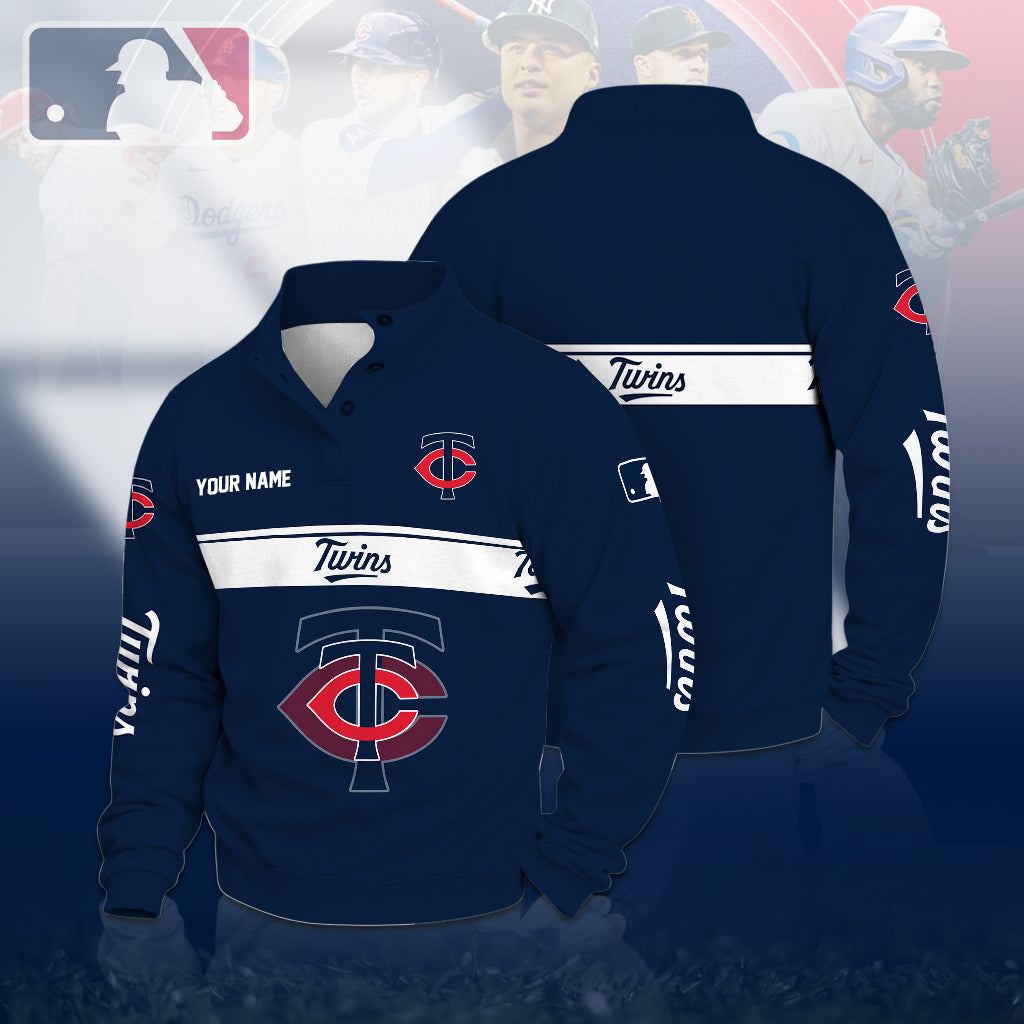 [HOMERUN DEAL] NEW CUSTOMIZED MLB22 MTS MINNESOTA TWINS QUARTER-BUTTON SWEATSHIRT
