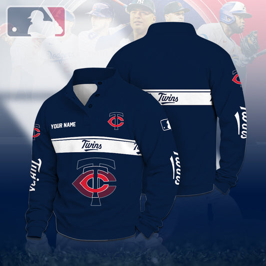 [HOMERUN DEAL] NEW CUSTOMIZED MLB22 MTS MINNESOTA TWINS QUARTER-BUTTON SWEATSHIRT