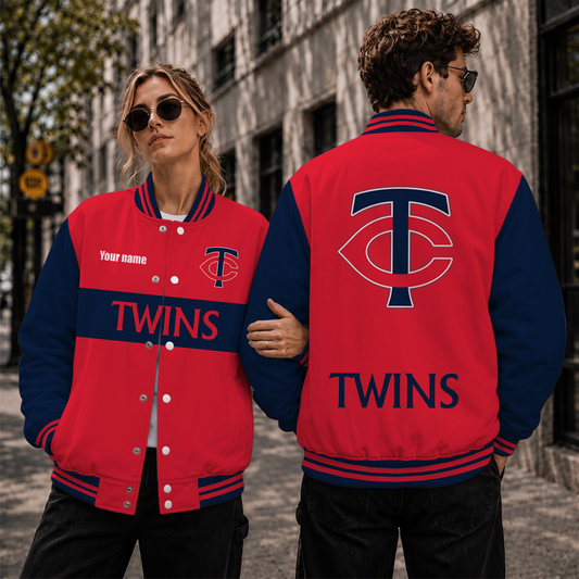 [HOMERUN DEAL] NEW CUSTOMIZED MLB22 MTS MINNESOTA TWINS SATIN VARSITY & BASEBALL JACKET
