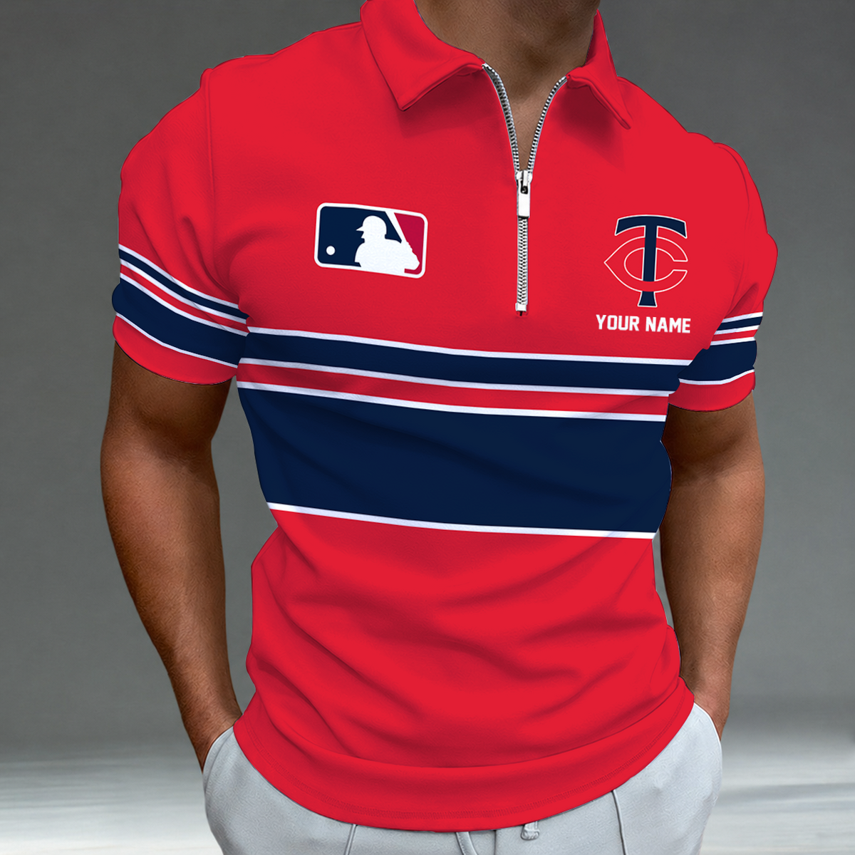 [HOMERUN DEAL] NEW CUSTOMIZED MLB22 MTS MINNESOTA TWINS ZIP POLO SHIRT