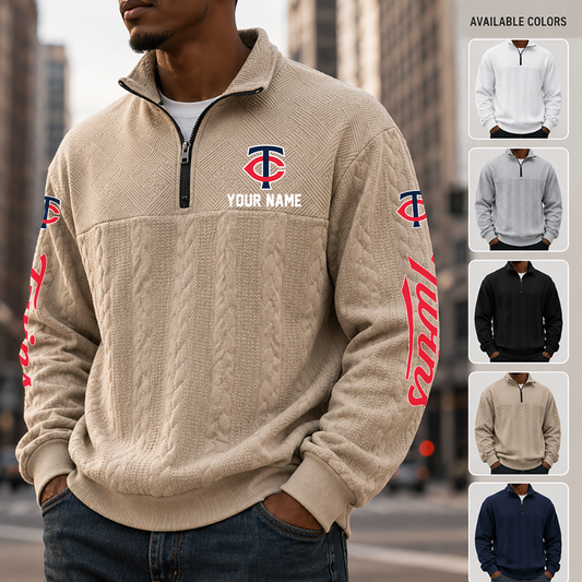 [HOMERUN DEAL] NEW CUSTOMIZED MLB22 MTS MINNESOTA TWINS MULTICOLOR QUARTER-ZIP SWEATSHIRT