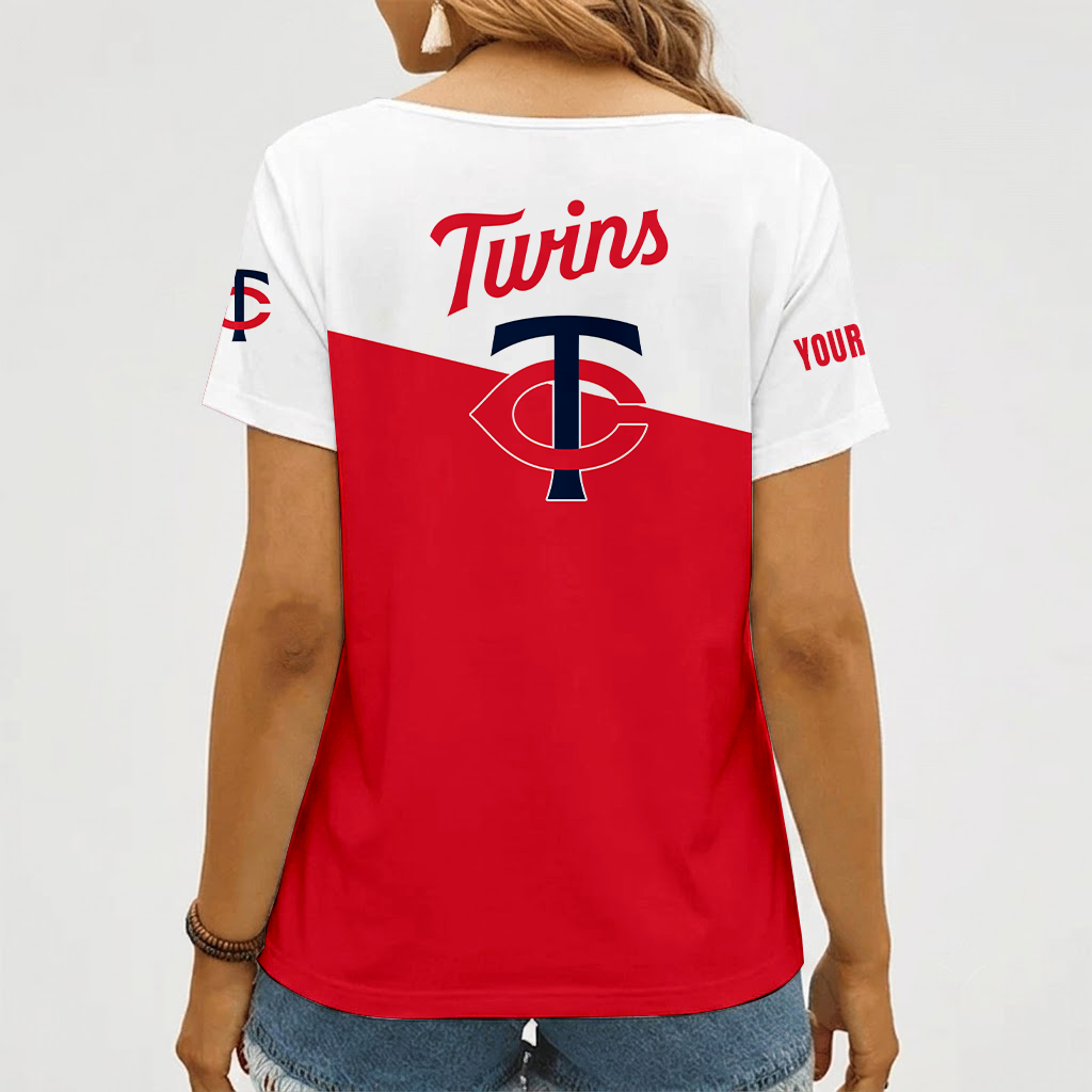 [HOMERUN DEAL] NEW CUSTOMIZED MLB22 MTS MINNESOTA TWINS V-NECK FEMALE SHIRT