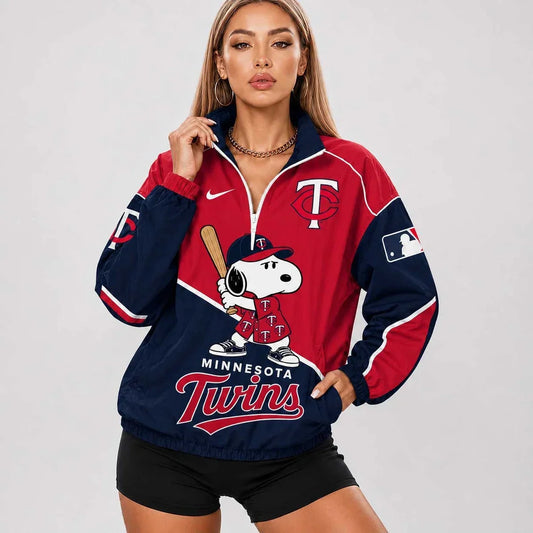 [HOMERUN DEAL] NEW CUSTOMIZED MLB22 MTS MINNESOTA TWINS V-NECK ZIPPER SWEATSHIRT JACKET