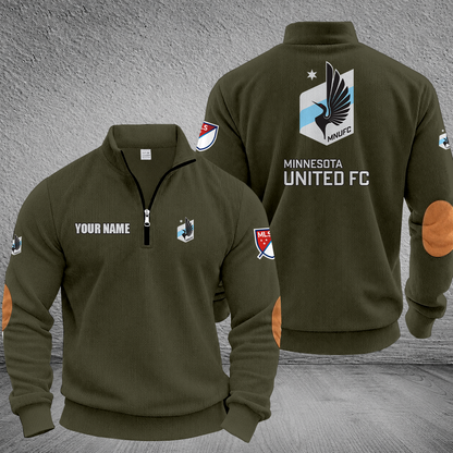[GOAL DEAL] NEW CUSTOMIZED MLS22 MUF MINNESOTA UNITED FC MULTICOLOR STRIPED QUATER ZIP SWEATSHIRT