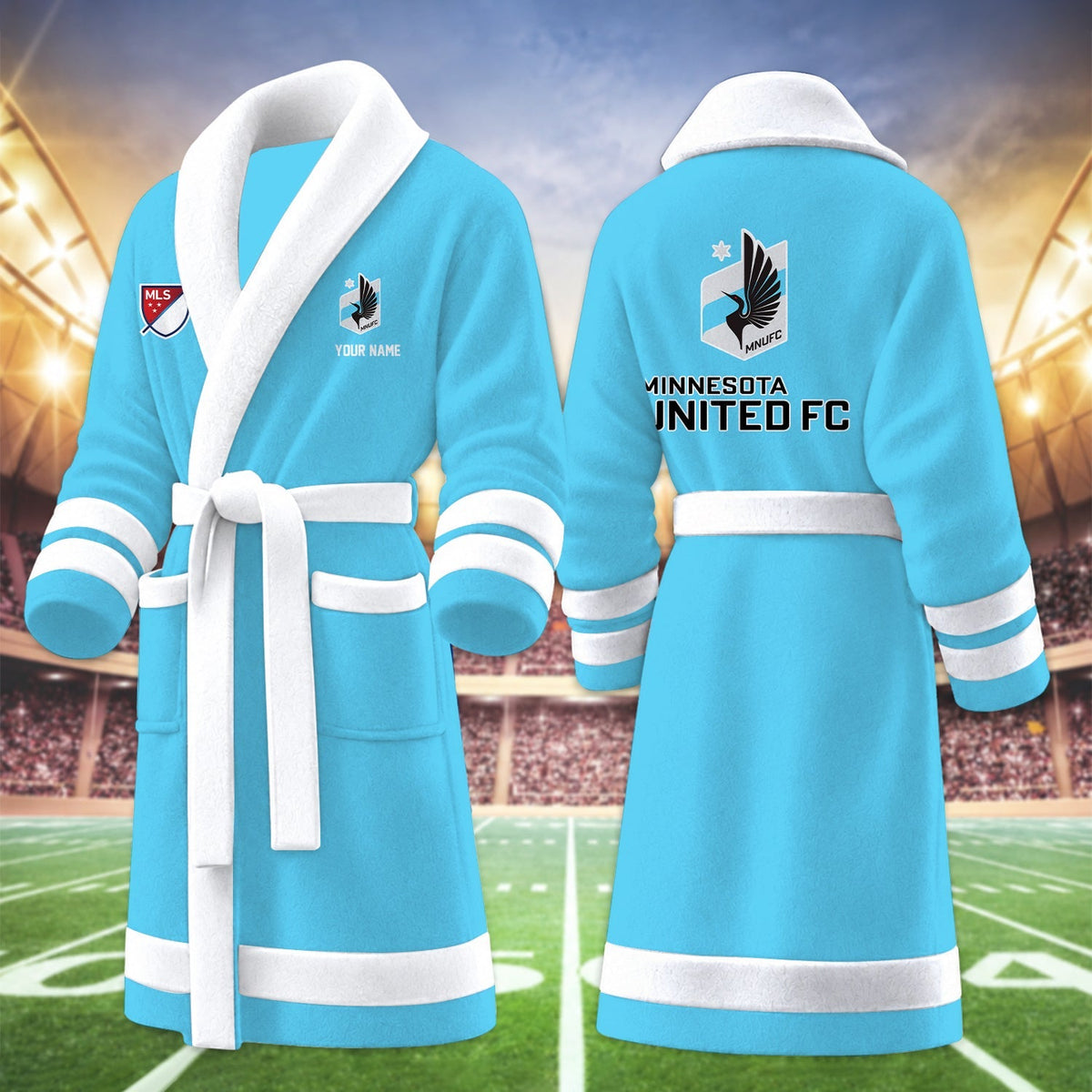 [GOAL DEAL] NEW CUSTOMIZED MLS22 MUF MINNESOTA UNITED FC FLEECE BATHROBE
