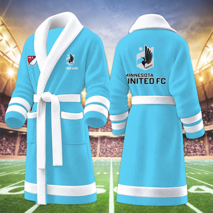 [GOAL DEAL] NEW CUSTOMIZED MLS22 MUF MINNESOTA UNITED FC FLEECE BATHROBE