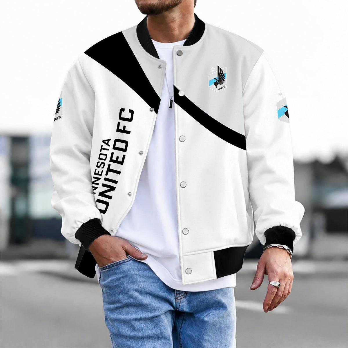 [GOAL DEAL] NEW CUSTOMIZED MLS22 MUF MINNESOTA UNITED FC BASEBALL JACKET & SATIN VARSITY JACKET