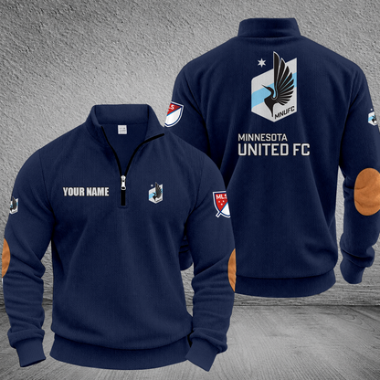[GOAL DEAL] NEW CUSTOMIZED MLS22 MUF MINNESOTA UNITED FC MULTICOLOR STRIPED QUATER ZIP SWEATSHIRT