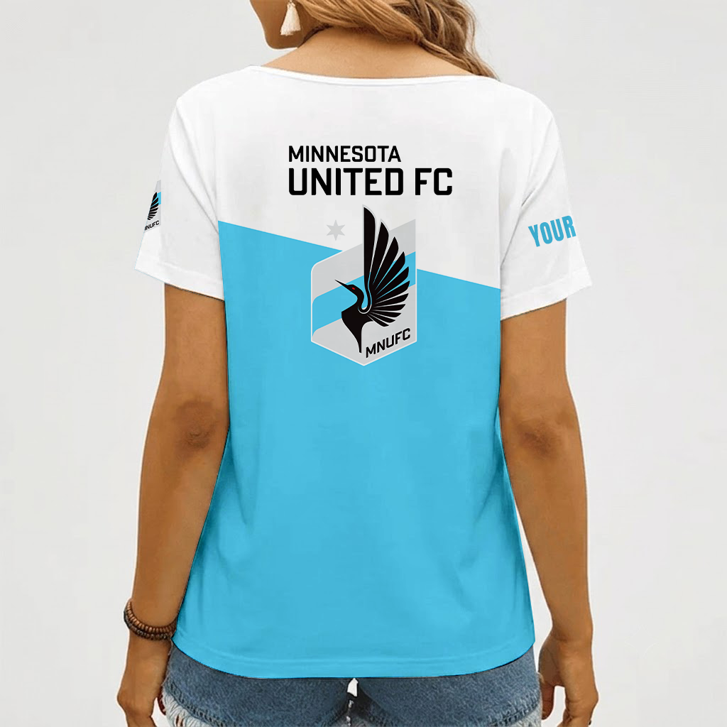 [GOAL DEAL] NEW CUSTOMIZED MLS22 MUF MINNESOTA UNITED FC V-NECK FEMALE SHIRT