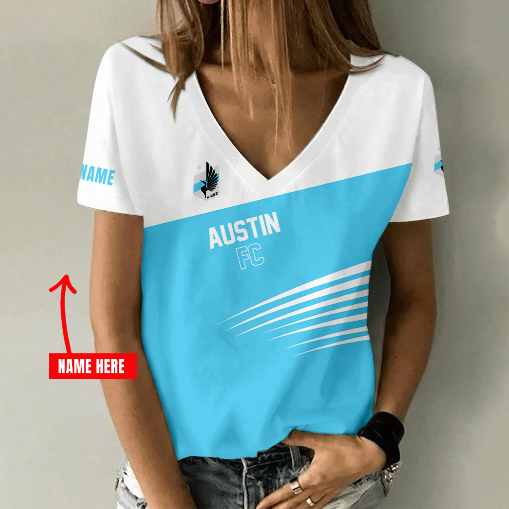 [GOAL DEAL] NEW CUSTOMIZED MLS22 MUF MINNESOTA UNITED FC V-NECK FEMALE SHIRT