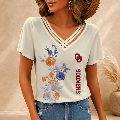[HOMERUN DEAL] NEW CUSTOMIZED NCAA CWS22 OUS OKLAHOMA SOONERS V-NECK SHIRT