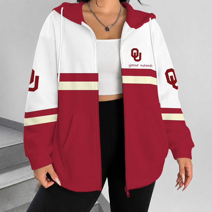 [FAN FAVORITE] NEW CUSTOMIZED NCAA CWS22 OUS OKLAHOMA SOONERS ZIP HOODIE