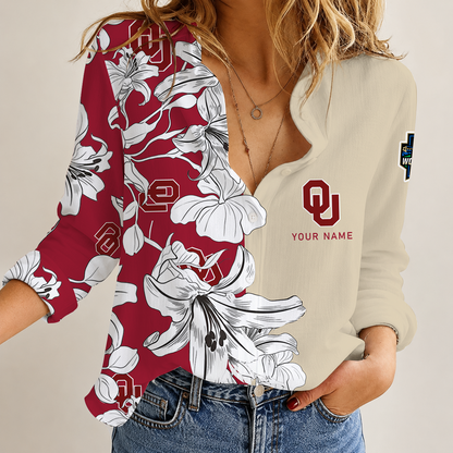 [HOMERUN DEAL] NEW CUSTOMIZED NCAA CWS22 OUS OKLAHOMA SOONERS WOMEN CASUAL SHIRT
