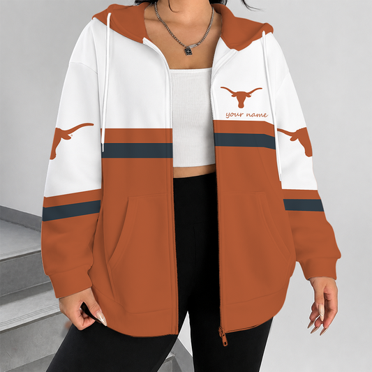 [TOUCHDOWN DEAL] NEW CUSTOMIZED NCAA FBS22 TXL TEXAS LONGHORNS ZIP HOODIE