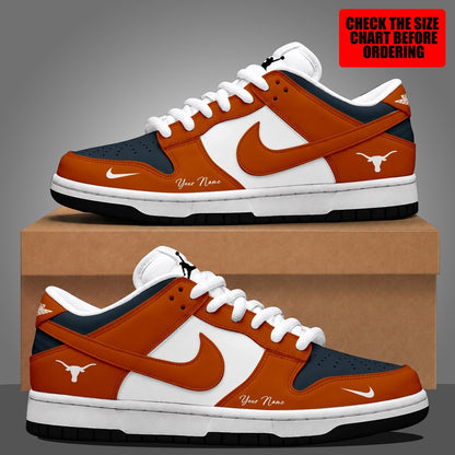 [TOUCHDOWN DEAL]NEW CUSTOMIZED NCAA FBS22 TXL TEXAS LONGHORNS DUNK LOW SHOES
