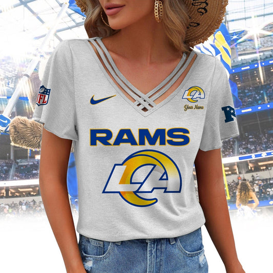 [TOUCHDOWN DEAL] NEW CUSTOMIZED NFL22 LAR LOS ANGELES RAMS V-NECK SHIRT