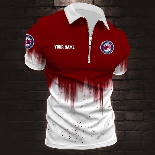 [HOMERUN DEAL] NEW CUSTOMIZED MLB22 MTS MINNESOTA TWINS ZIP POLO SHIRT