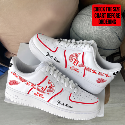 [PUCK DROP DEAL] NEW CUSTOMIZED NHL22 DRW DETROIT RED WINGS AF1 SHOES