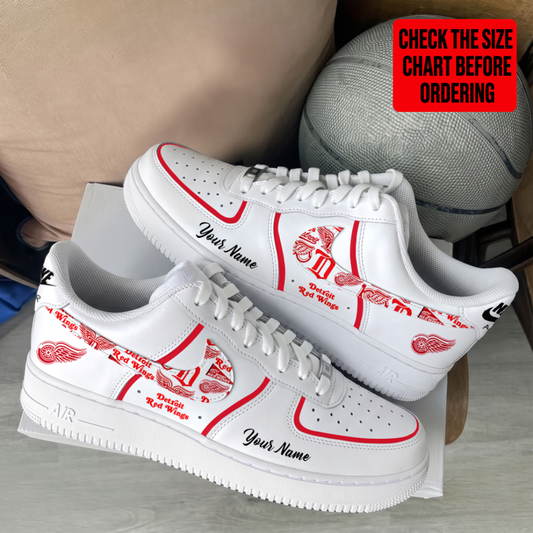 [PUCK DROP DEAL] NEW CUSTOMIZED NHL22 DRW DETROIT RED WINGS AF1 SHOES