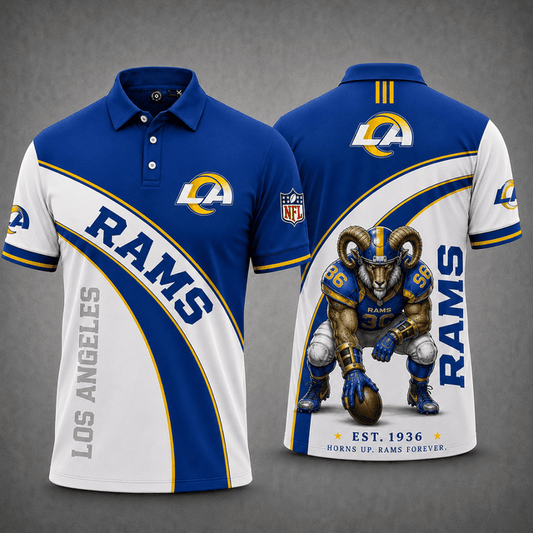 [TOUCHDOWN DEAL] NEW CUSTOMIZED NFL22 LAR LOS ANGELES RAMS POLO SHIRT