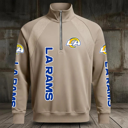[TOUCHDOWN DEAL] NEW CUSTOMIZED NFL22 LAR LOS ANGELES RAMS MEN'S MULTICOLOR QUARTER-ZIP PULLOVER