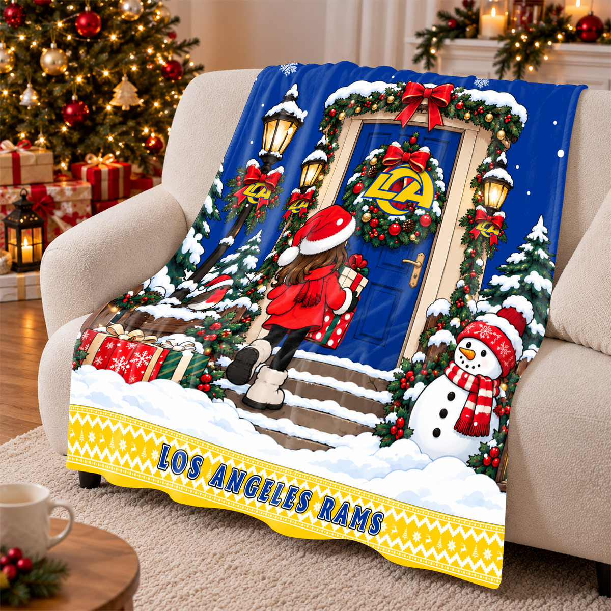 [TOUCHDOWN DEAL] NEW CUSTOMIZED NFL22 LAR THE RAMS FLEECE BLANKET