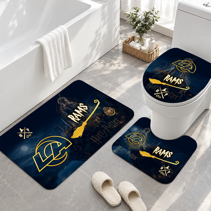[TOUCHDOWN DEAL] NEW CUSTOMIZED NFL22 LAR LOS ANGELES RAMS 3-PIECE BATHROOM RUG SET