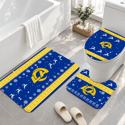 [TOUCHDOWN DEAL] NEW CUSTOMIZED NFL22 LAR LOS ANGELES RAMS 3-PIECE BATHROOM RUG SET