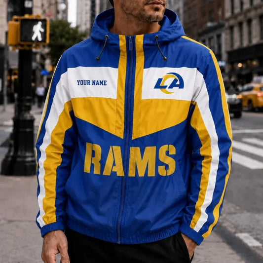 [TOUCHDOWN DEAL] NEW CUSTOMIZED NFL22 LAR LOS ANGELES RAMS WINDBREAKER JACKET