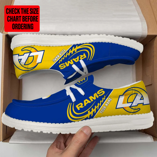 [TOUCHDOWN DEAL] NEW CUSTOMIZED NFL22 LAR LOS ANGELES RAMS LOAFER SHOES