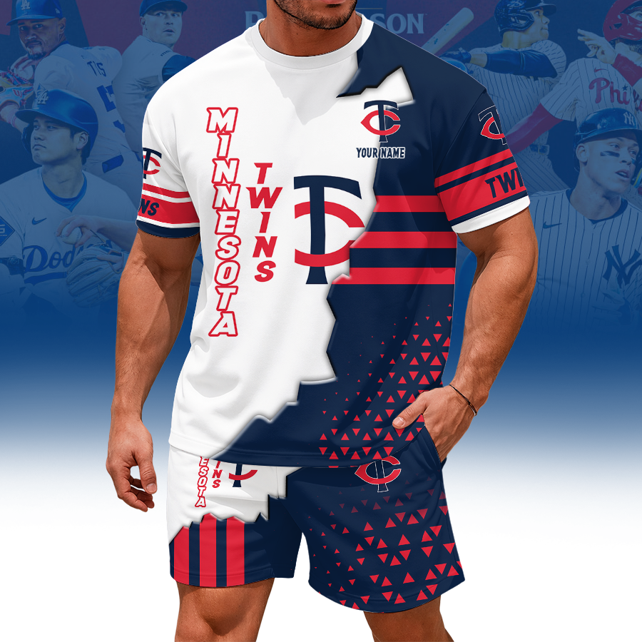 [HOMERUN DEAL] NEW CUSTOMIZED MLB22 MTS MINNESOTA TWINS UNISEX T-SHIRT & SHORTS SET