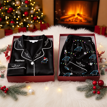 [TOUCHDOWN DEAL] NEW CUSTOMIZED NFL23 CLP CAROLINA PANTHERS LONG-SLEEVE PAJAMA SET