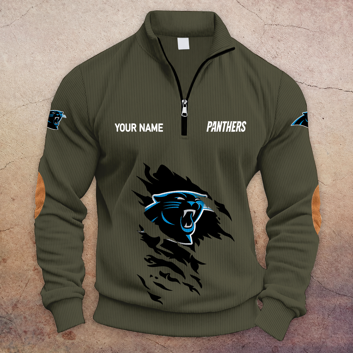 [TOUCHDOWN DEAL] NEW CUSTOMIZED NFL23 CLP CAROLINA PANTHERS MULTICOLOR STRIPED QUATER ZIP SWEATSHIRT