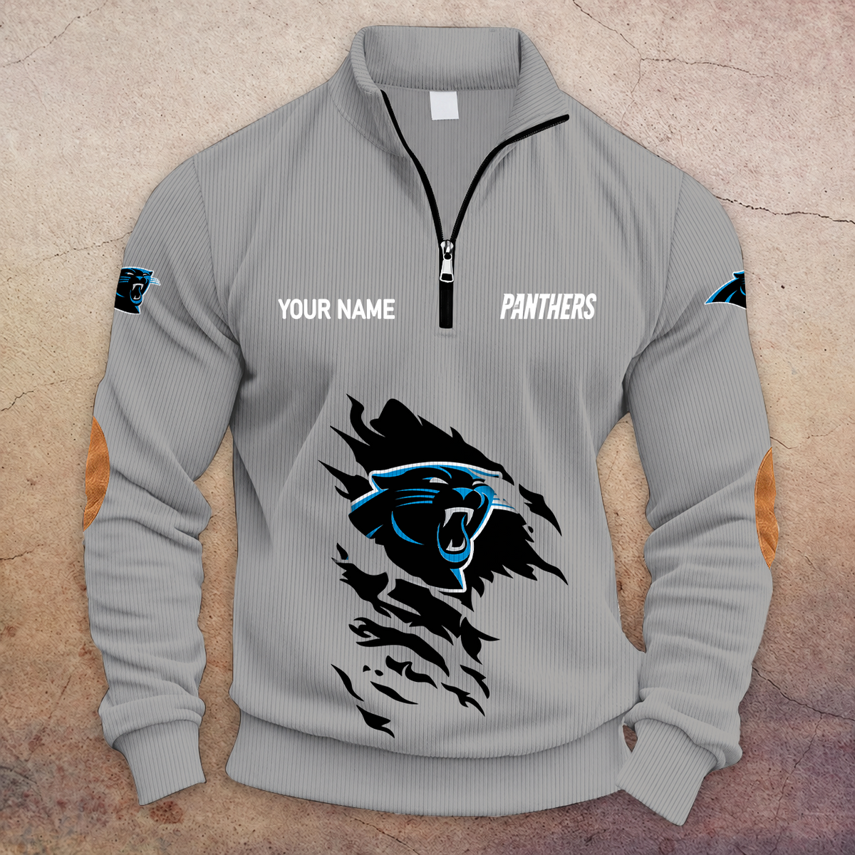 [TOUCHDOWN DEAL] NEW CUSTOMIZED NFL23 CLP CAROLINA PANTHERS MULTICOLOR STRIPED QUATER ZIP SWEATSHIRT