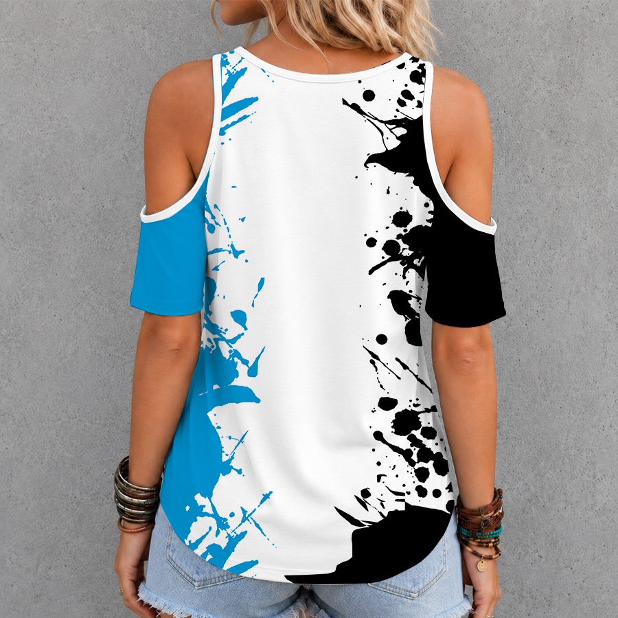 [TOUCHDOWN DEAL] NEW CUSTOMIZED NFL23 CLP CAROLINA PANTHERS CRISS CROSS V-NECK TOP