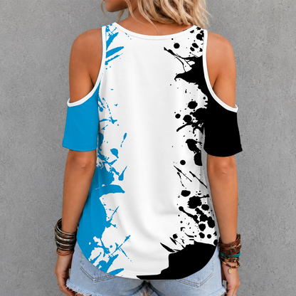 [TOUCHDOWN DEAL] NEW CUSTOMIZED NFL23 CLP CAROLINA PANTHERS CRISS CROSS V-NECK TOP