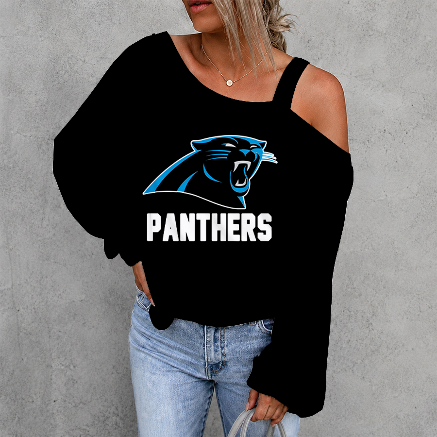 [SPECIAL OFFER] NEW CUSTOMIZED NFL23 CLP CAROLINA PANTHERS WOMEN'S OFF-SHOULDER LONG SLEEVE SHIRT