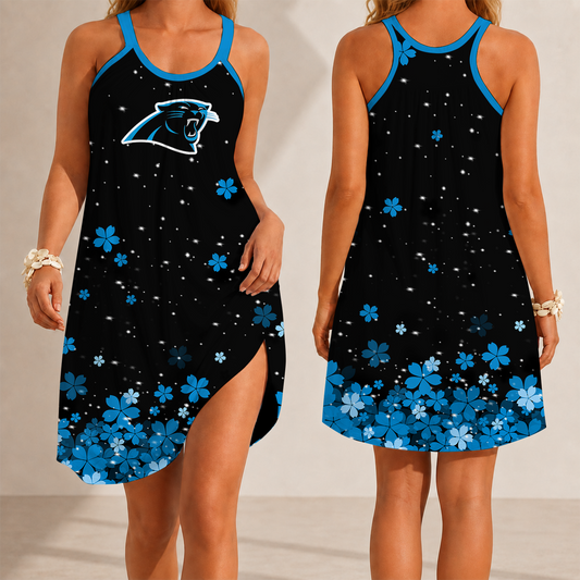 [TOUCHDOWN DEAL] NEW CUSTOMIZED NFL23 CLP CAROLINA PANTHERS CAMISOLE DRESS