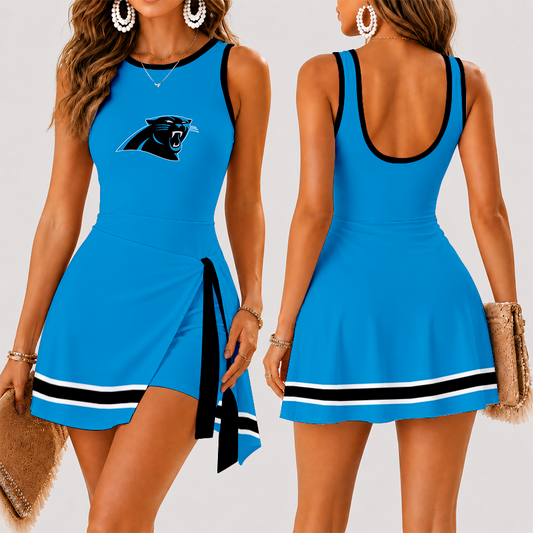 [TOUCHDOWN DEAL] NEW CUSTOMIZED NFL23 CLP CAROLINA PANTHERS WOMEN'S SUMMER SKORT DRESS