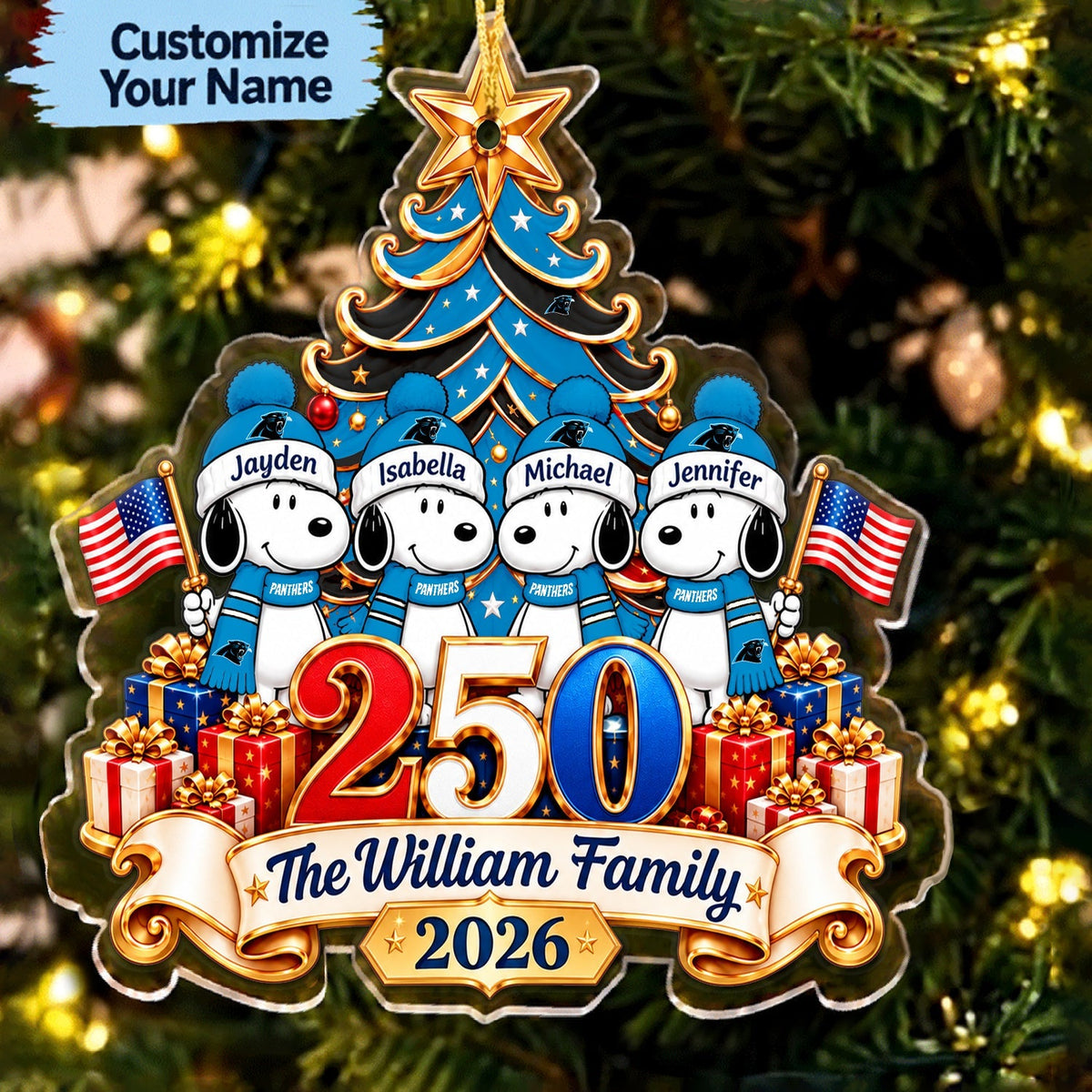 [TOUCHDOWN DEAL] NEW CUSTOMIZED NFL23 CLP CAROLINA PANTHERS CHRISTMAS ACRYLIC ORNAMENT
