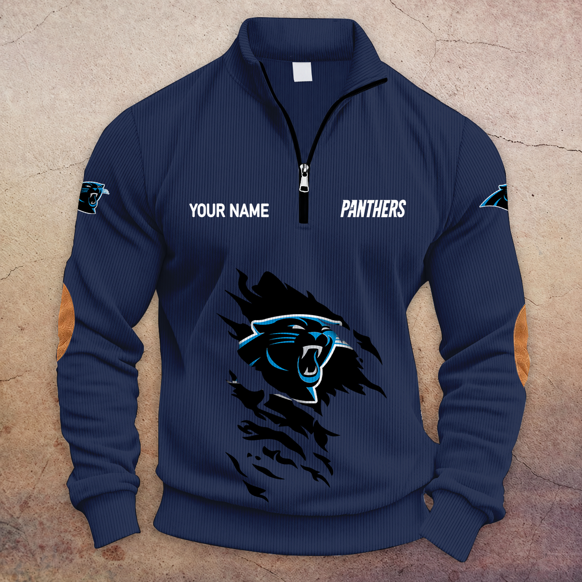 [TOUCHDOWN DEAL] NEW CUSTOMIZED NFL23 CLP CAROLINA PANTHERS MULTICOLOR STRIPED QUATER ZIP SWEATSHIRT