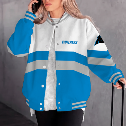 [TOUCHDOWN DEAL] NEW CUSTOMIZED NFL23 CLP CAROLINA PANTHERS SATIN VARSITY & BASEBALL JACKET