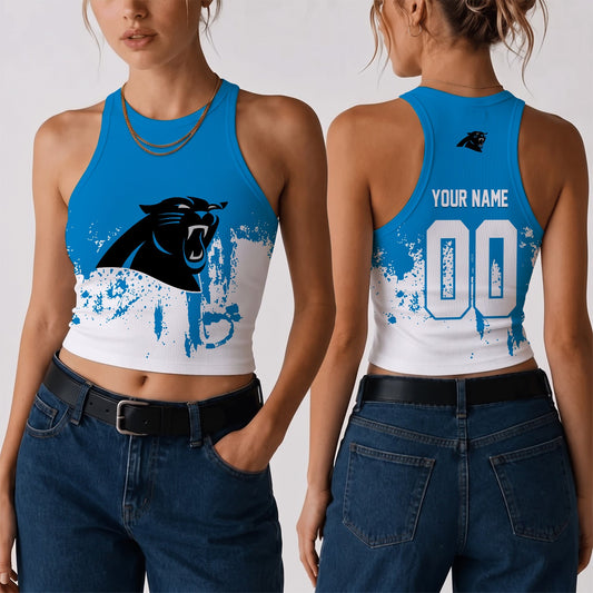 [TOUCHDOWN DEAL] NEW CUSTOMIZED NFL23 CLP THE PANTHERS WOMEN'S CROP TOP