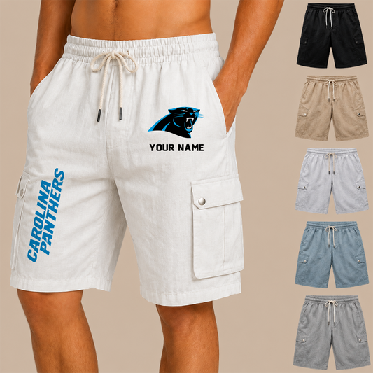 [TOUCHDOWN DEAL] NEW CUSTOMIZED NFL23 CLP CAROLINA PANTHERS MEN'S DRAWSTRING CARGO SHORTS