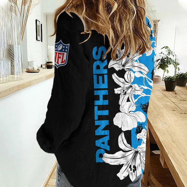 [TOUCHDOWN DEAL] NEW CUSTOMIZEDNFL23 CLP CAROLINA PANTHERS WOMEN CASUAL SHIRT FOR FAN