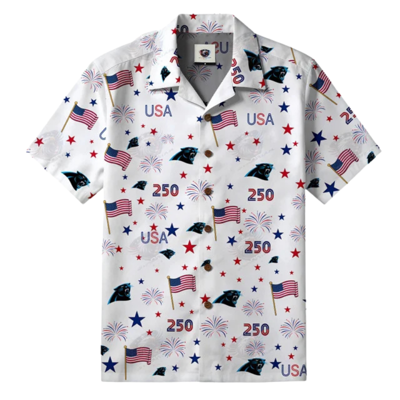 [TOUCHDOWN DEAL] NEW CUSTOMIZED NFL23 CLP CAROLINA PANTHERS PATRIOTIC 250 USA HAWAIIAN SHIRT