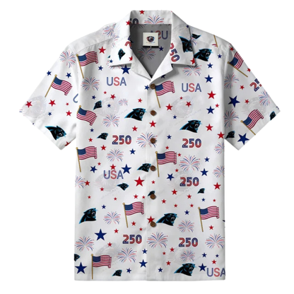 [TOUCHDOWN DEAL] NEW CUSTOMIZED NFL23 CLP CAROLINA PANTHERS PATRIOTIC 250 USA HAWAIIAN SHIRT